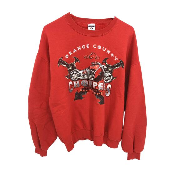 Jerzees Orange County NY Choppers Red Crewneck Sweatshirt Size L - Picture 2 of 6